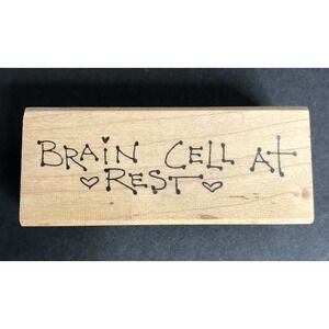 Judith Rubber Stamp Brain Cell At Rest Phrase Wood Mounted